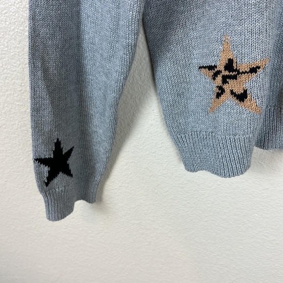RAILS PERCI HEATHER GRAY ANIMAL STARS CASHMERE BLEND KNIT SWEATER - Picture 6 of 9